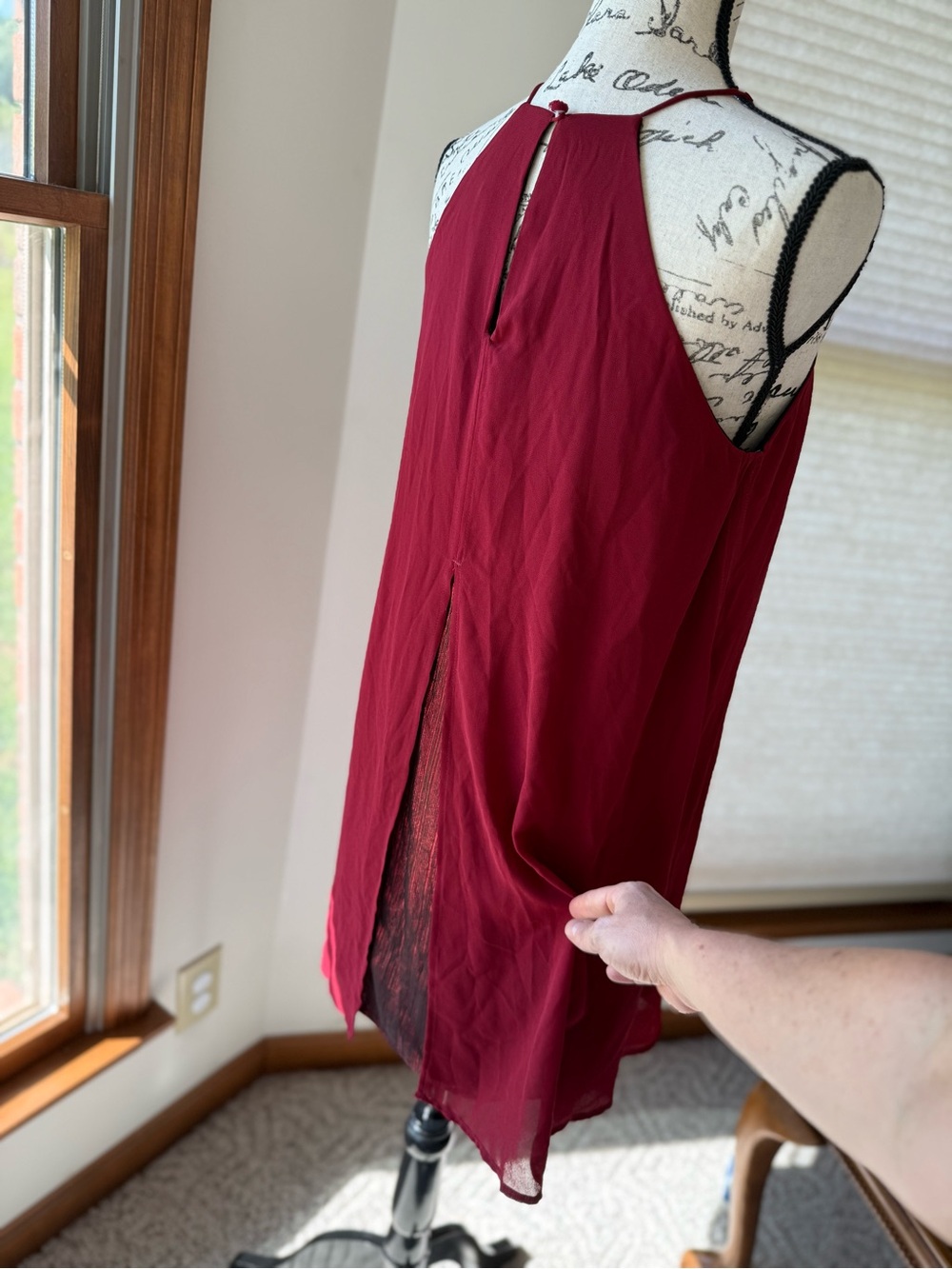 Sleeveless Sparkling Halter Swing Dress - Wine View 5
